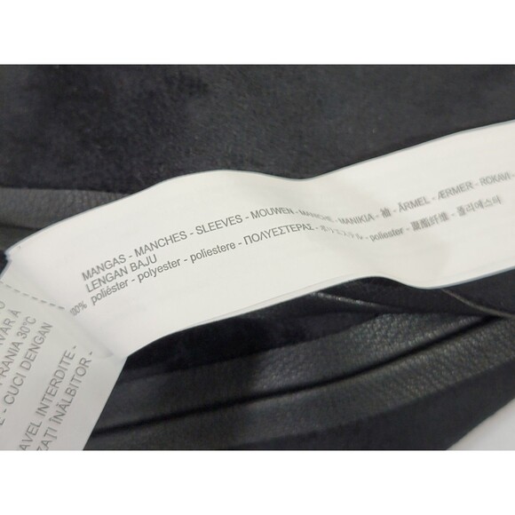 MDS Women's XS Zara Basic Sheer Sleeve Open Front Black Faux Leather Jacket Coat - Picture 9 of 10